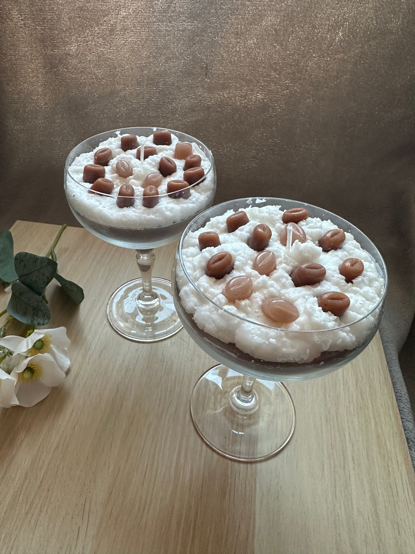 Coffee candle in a stemmed glass